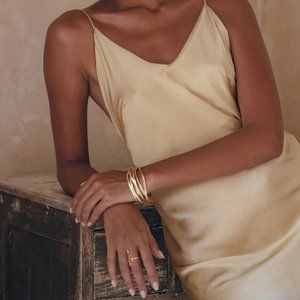 Peace Silk Boho Dress • Mini Cocktail Dress • Evening Gold Silk Dress